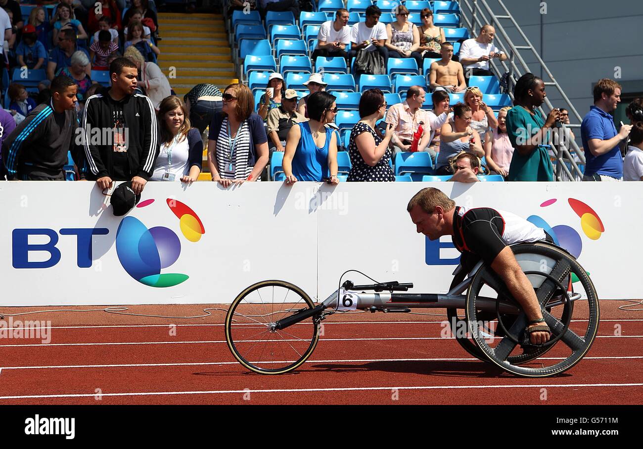 Canada's Eric Gauthier in the T53/54 Men's 400m during Day 1 of the 2012 BT Paralympic World Cup in Manchester Stock Photo