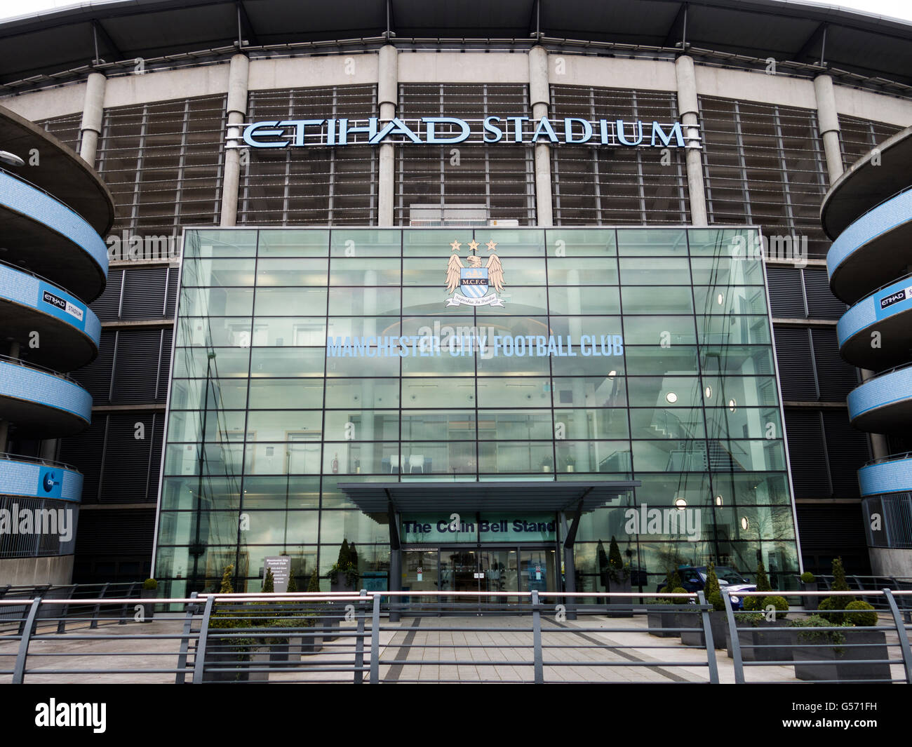 Etihad Stadium The Colin Bell Stand entrance Stock Photo
