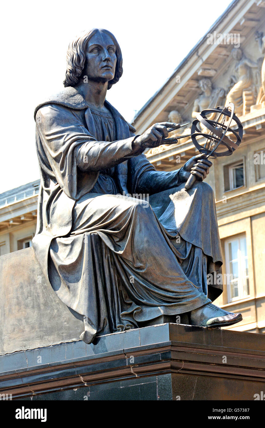 Copernic statue  before the Polish Academy of Sciences, Warsaw Poland Stock Photo