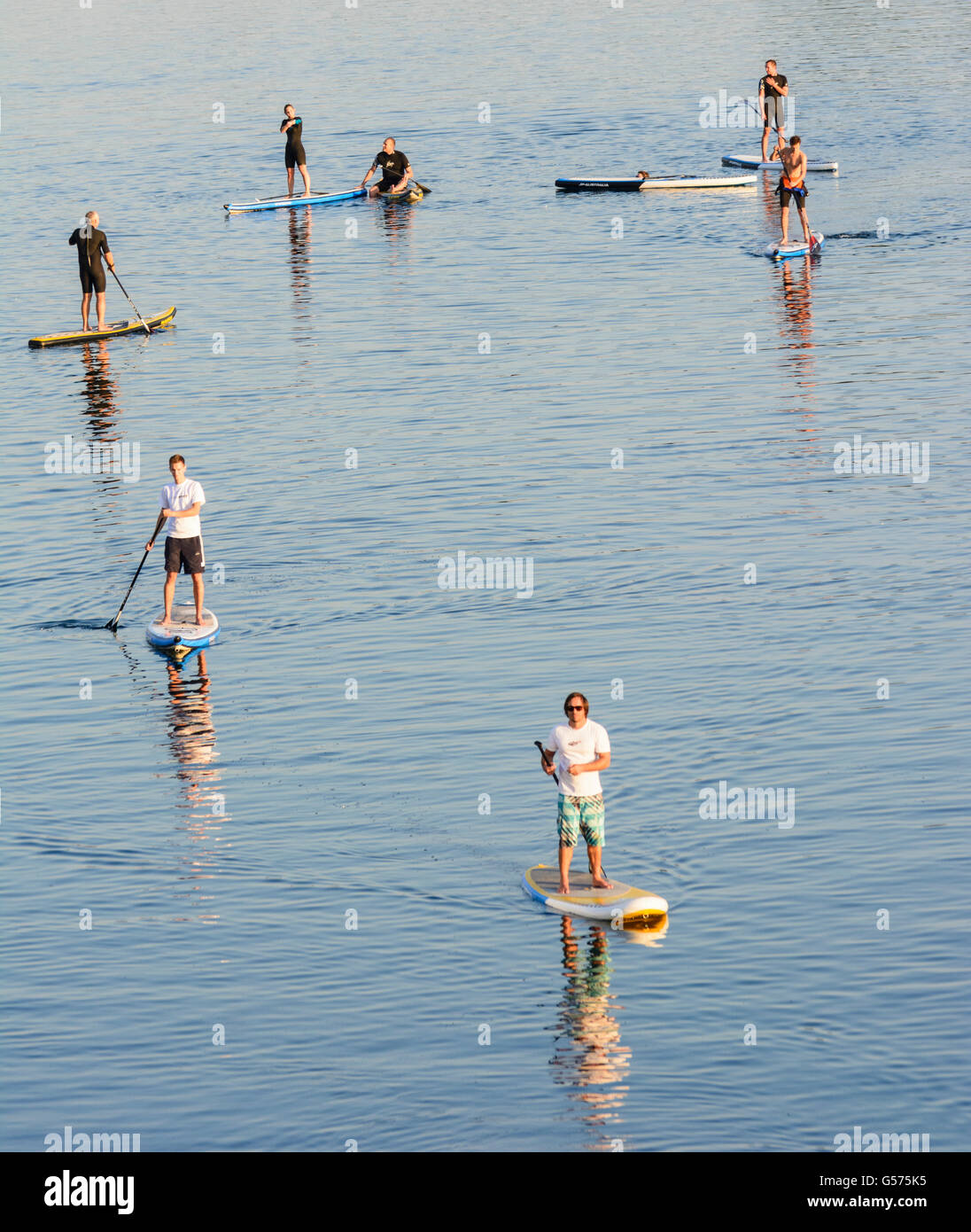 Stand up paddler on the New Danube, Wien, Vienna, Austria, Wien, 22 Stock Photo Alamy