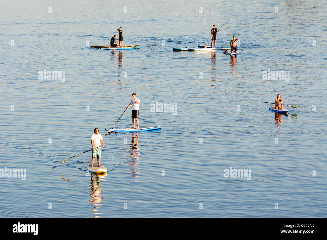 Stand up paddler on the New Danube, Wien, Vienna, Austria, Wien, 22. Stock Photo