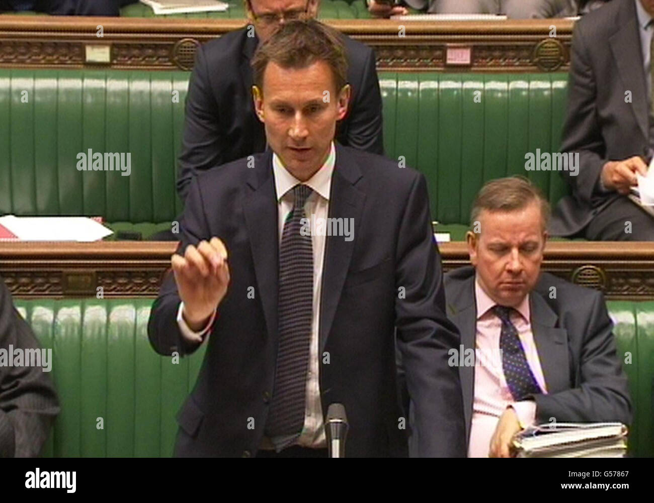Culture Secretary Jeremy Hunt during Labour's motion calling for him to face an inquiry of his handling of the BSkyB bid by News Corp. Stock Photo