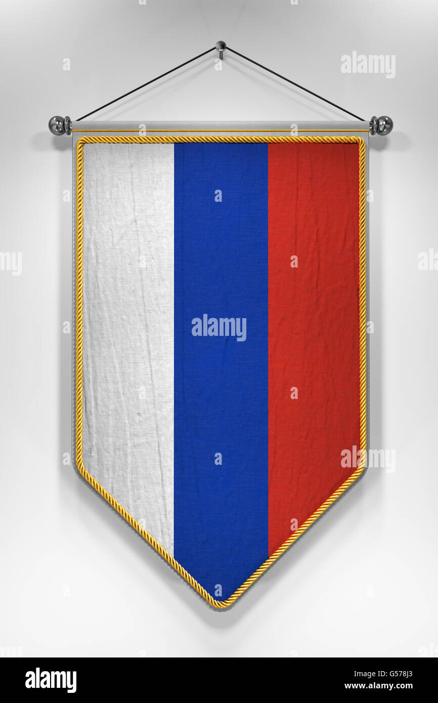 Pennant with Russian flag. 3D illustration with highly detailed texture Stock Photo Alamy