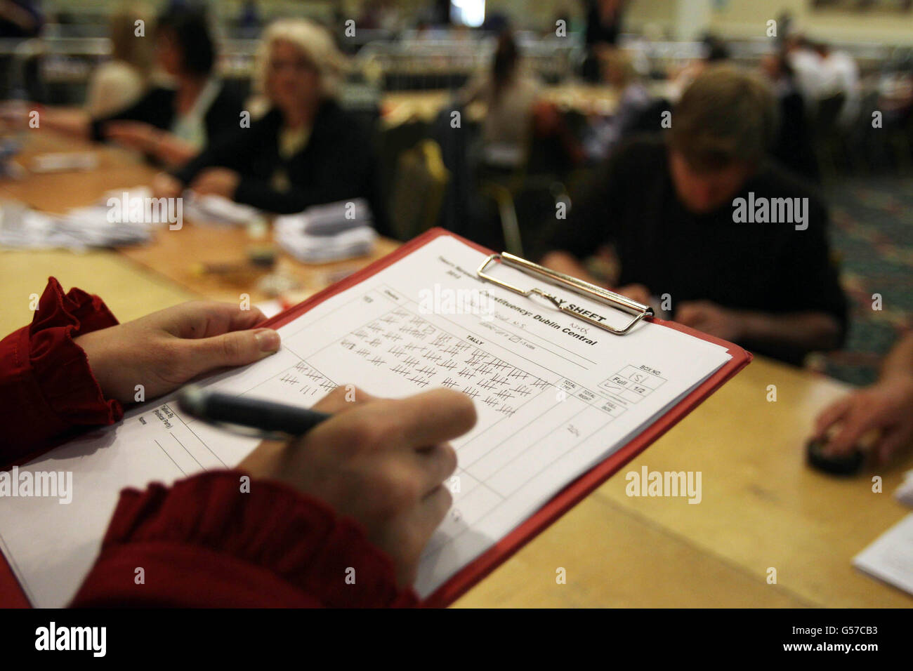 Counting begins in the European Fiscal Treaty Referendum at the Citywest Hotel in Dublin. Stock Photo