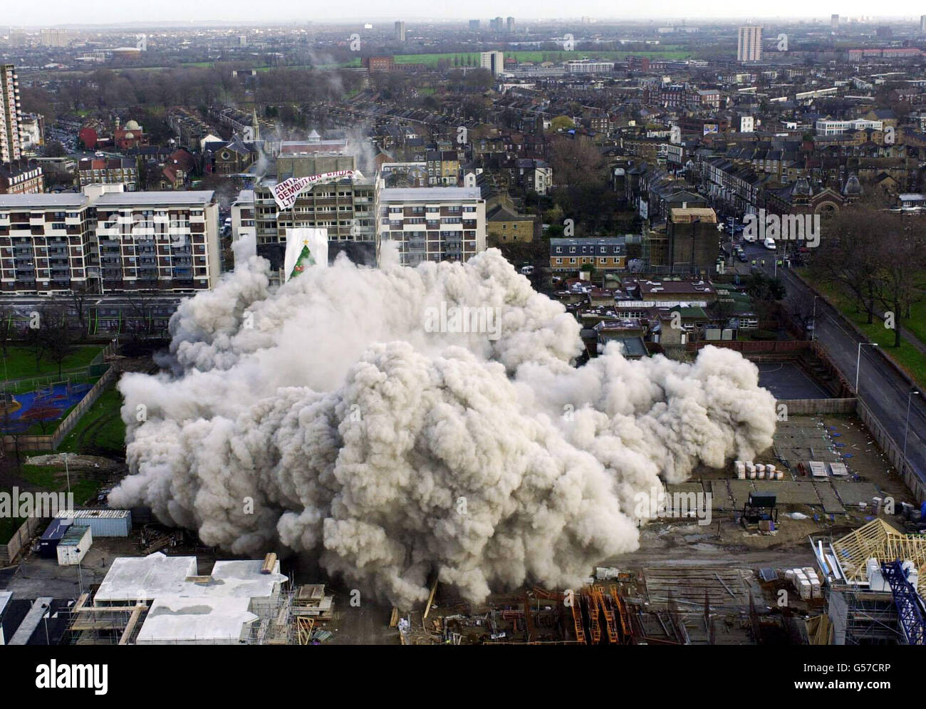 Hackney Tower Block Demolition Stock Photo