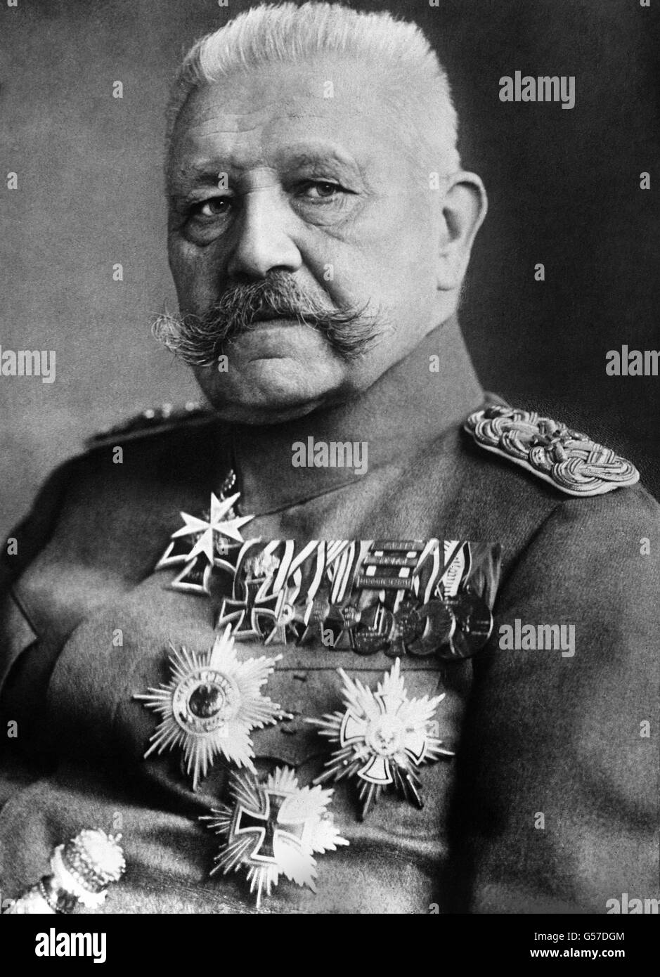 FELDMARSCHALL PAUL VON HINDENBURG c1918: A portrait of Von Hindenburg (1847-1934), German Field Marshal and President (1925-1934). During the First World War he directed German military strategy with the able Ludendorff (1916-1918). Stock Photo