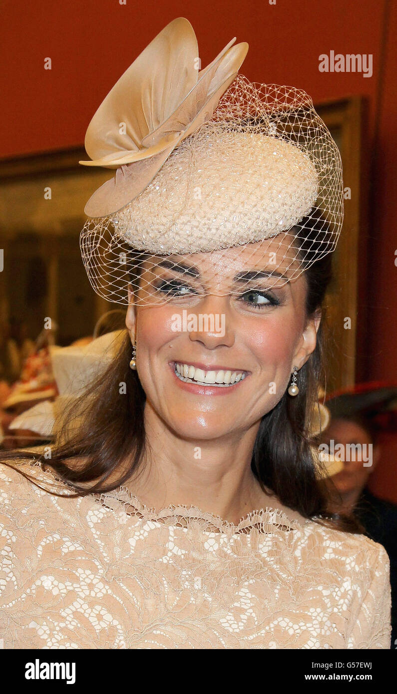 Catherine, Duchess of Cambridge attends a reception at Guildhall in central London for Queen Elizabeth II's Diamond Jubilee. Stock Photo
