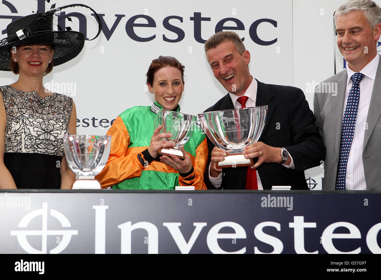 Jockey Amy Ryan with her father, trainer Kevin Ryan after she rode ...