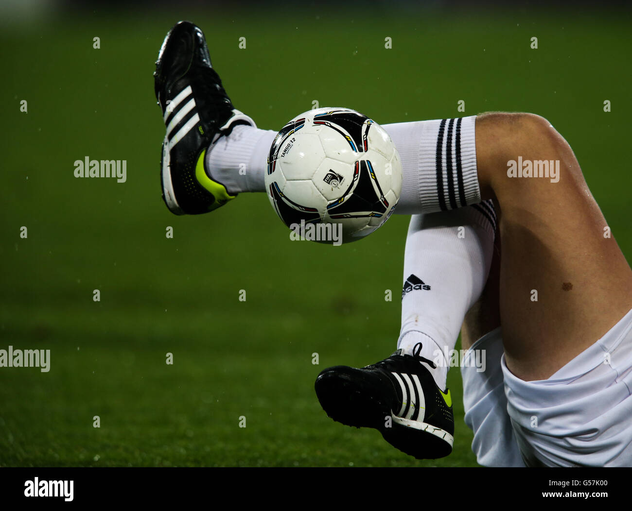 A generic close up of a player controlling the ball during the half time entertainment Stock Photo