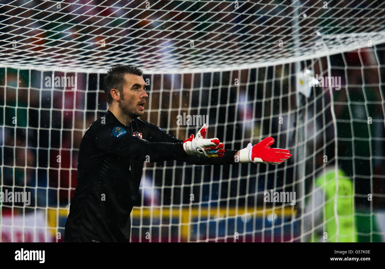 Croatia's goalkeeper Stipe Pletikosa gestures during the match Stock Photo