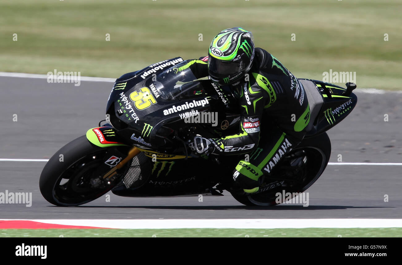 Great Britain's Cal Crutchlow during practice of the British Moto Grand Prix during day one at Silverstone, Northamptonshire. Stock Photo