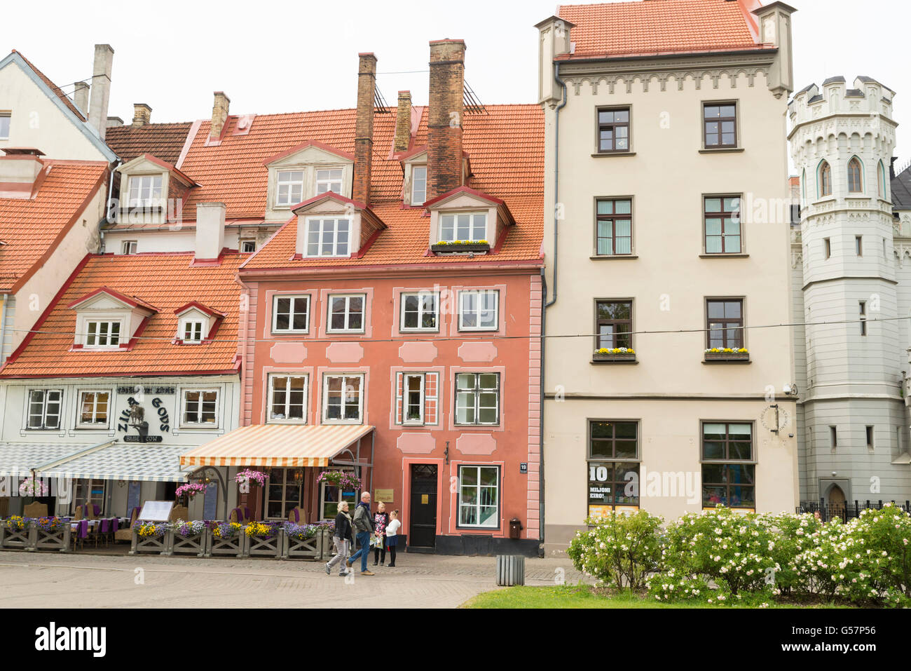 RIGA, LATVIA - JUNE 10,2016: Architecture in the Old Town of Riga. Riga's historical centre is a UNESCO World Heritage Site Stock Photo