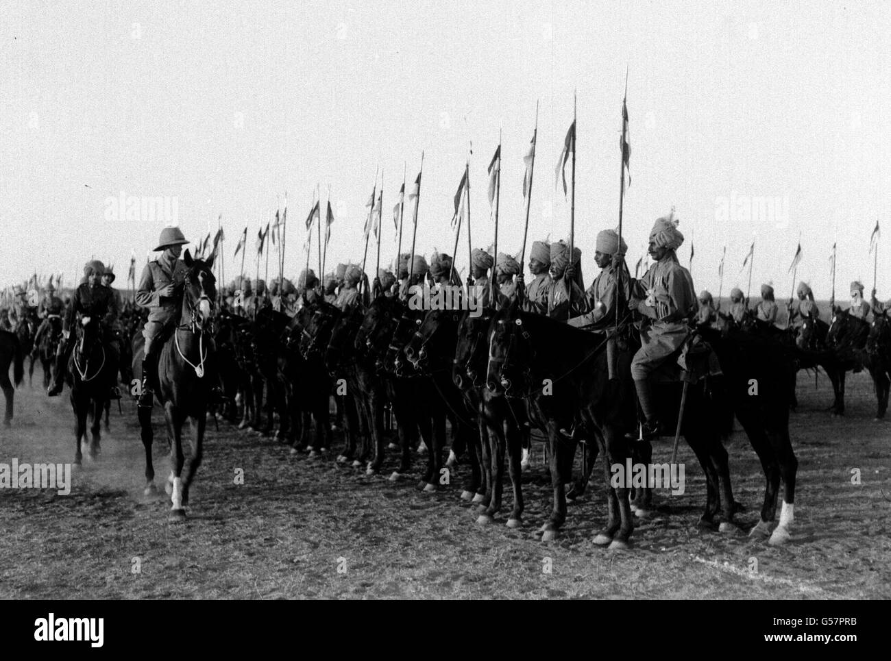 JODHPUR LANCERS 1921: The Prince of Wales' Tour of Japan and the East. The Prince of Wales (later King Edward VIII and Duke of Windsor) inspecting the Jodhpur Lancers who won fame on the Western Front during the First World War fighting alongside the British Army. *They were the model for novelist John Masters' 'Ravi Lancers'. Stock Photo