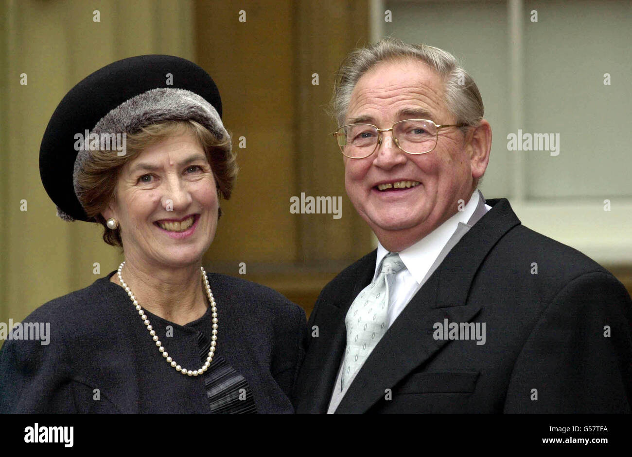 Governor of the Bank of England Sir Edward George with his wife Vanessa at Buckingham Palace, after receiving a knighthood from the Queen. * Known until now as Eddie, the new knight of Threadneedle Street said his wife - now Lady George - had always preferred people to call him Edward. 08/11/01 Sir Edward George, the Governor of the Bank of England cut UK interest rates by a half point to 4%. Stock Photo