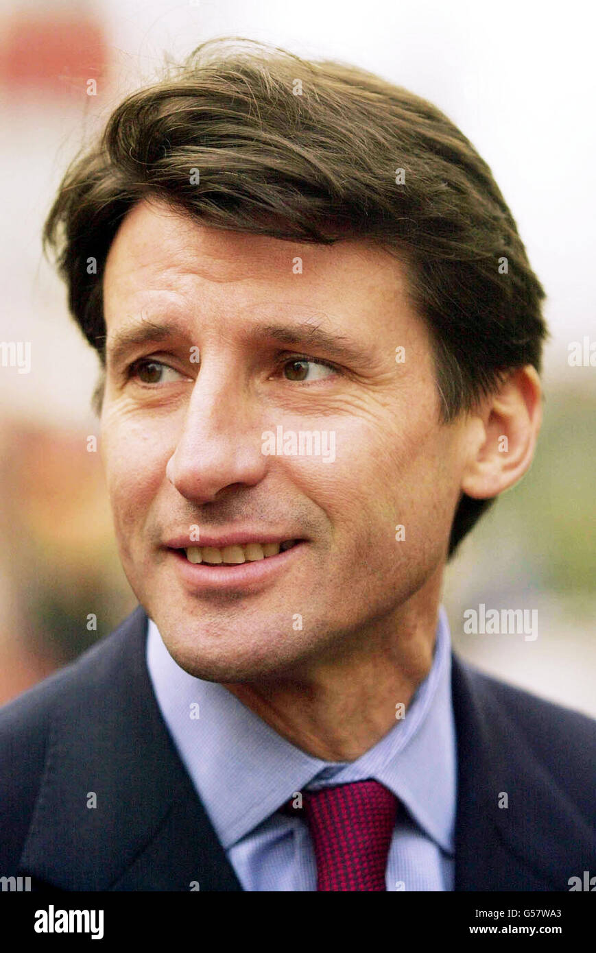 Former athlete, Lord Sebastian Coe, during a visit to Beeston, in Nottingham, where he accompanied Leader of the opposition Conservative Party William Hague on his visit to the area. * 14/2/2001: He has become embroiled in a war of words after claiming Linford Christie's time as British athletic captain was marred by 'continual conflict'. Coe, in his Daily Telegraph column, described Christie's behaviour as 'boorish' and claimed he was only made British team captain to buy officials some peace. The former athlete, who won two Olympic titles during the 1980s, also said that he thought Christie Stock Photo