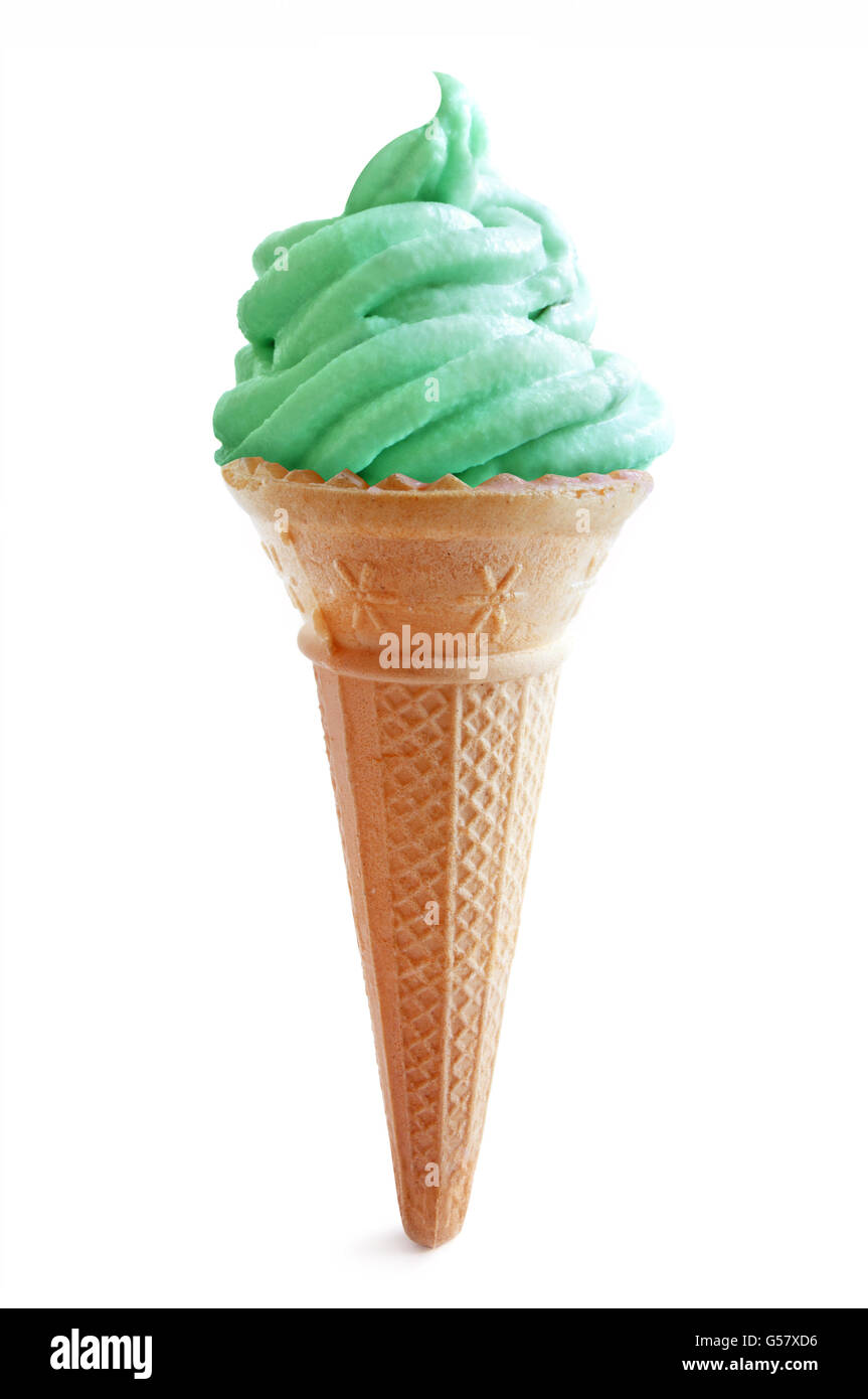 Mint ice cream cone over a white background Stock Photo Alamy