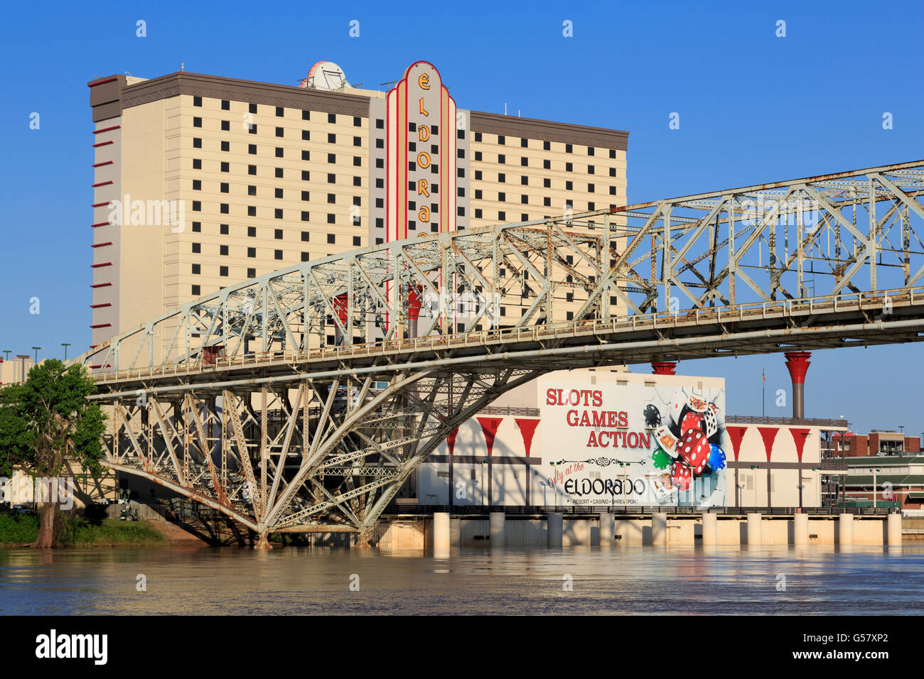 Eldorado Casino & Texas Street Bridge, Shreveport, Louisiana, USA Stock Photo