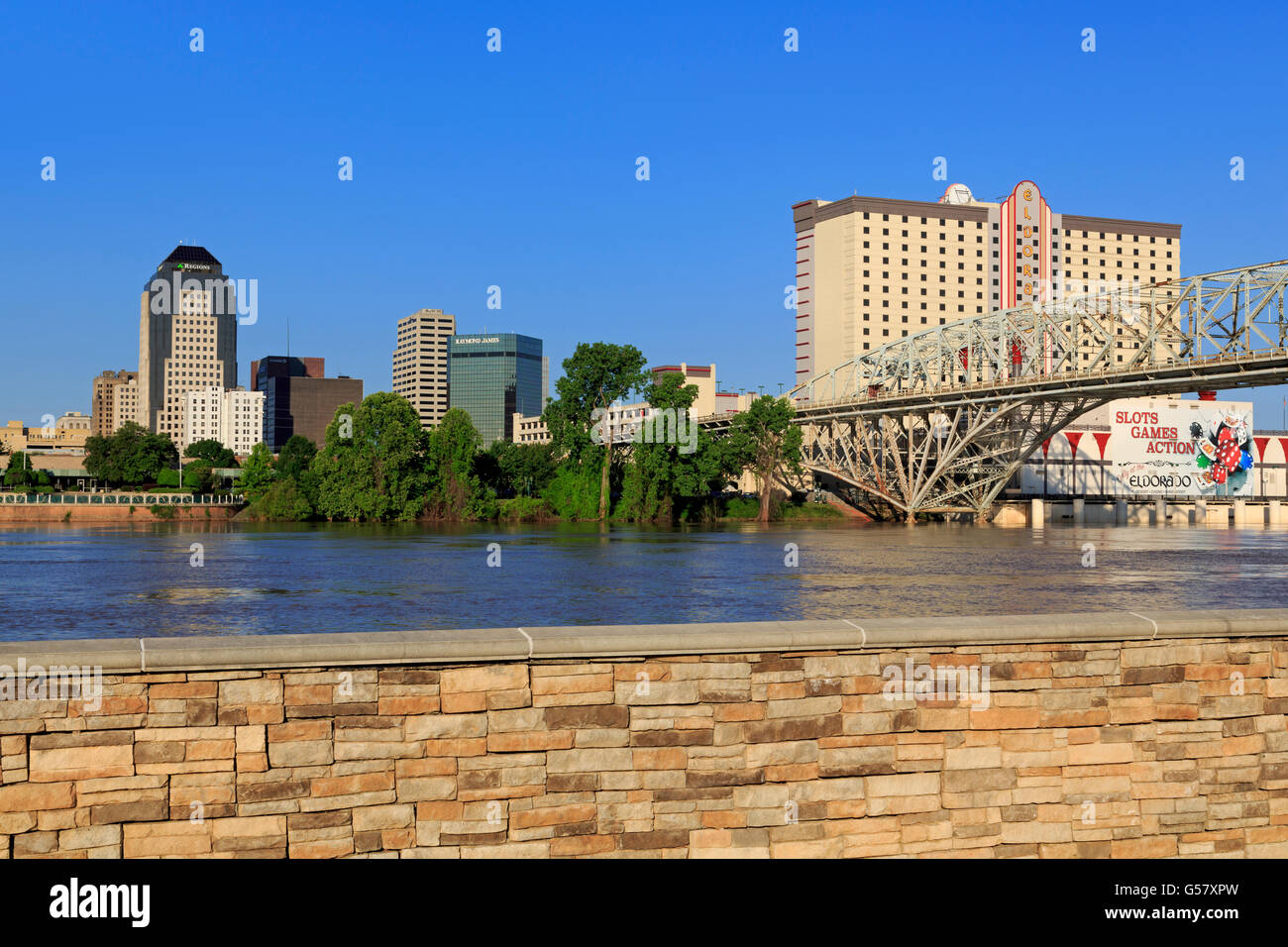 Red River & skyline, Shreveport, Louisiana, USA Stock Photo