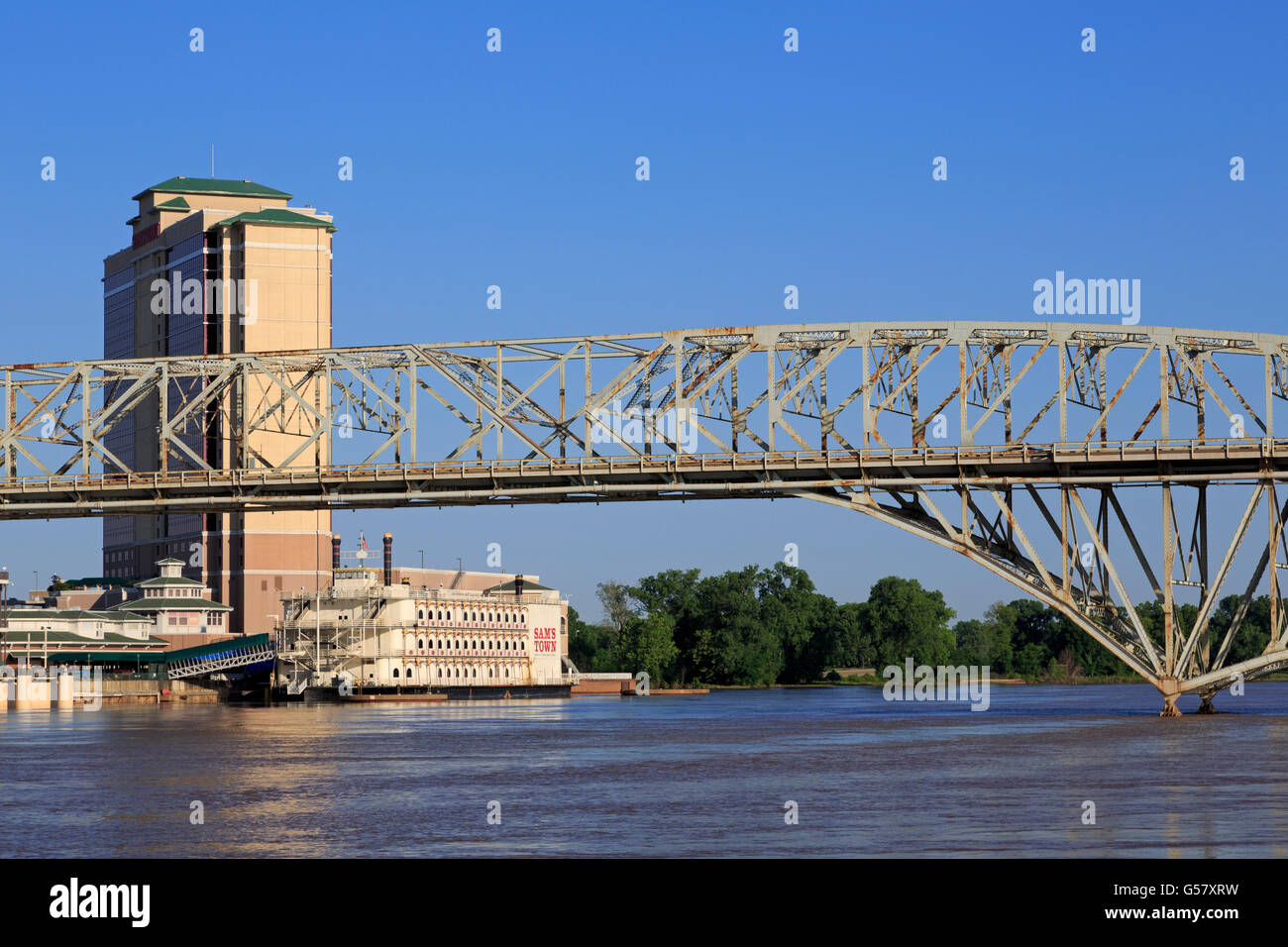 Sams Town Casino & Texas Street Bridge, Shreveport, Louisiana, USA Stock Photo