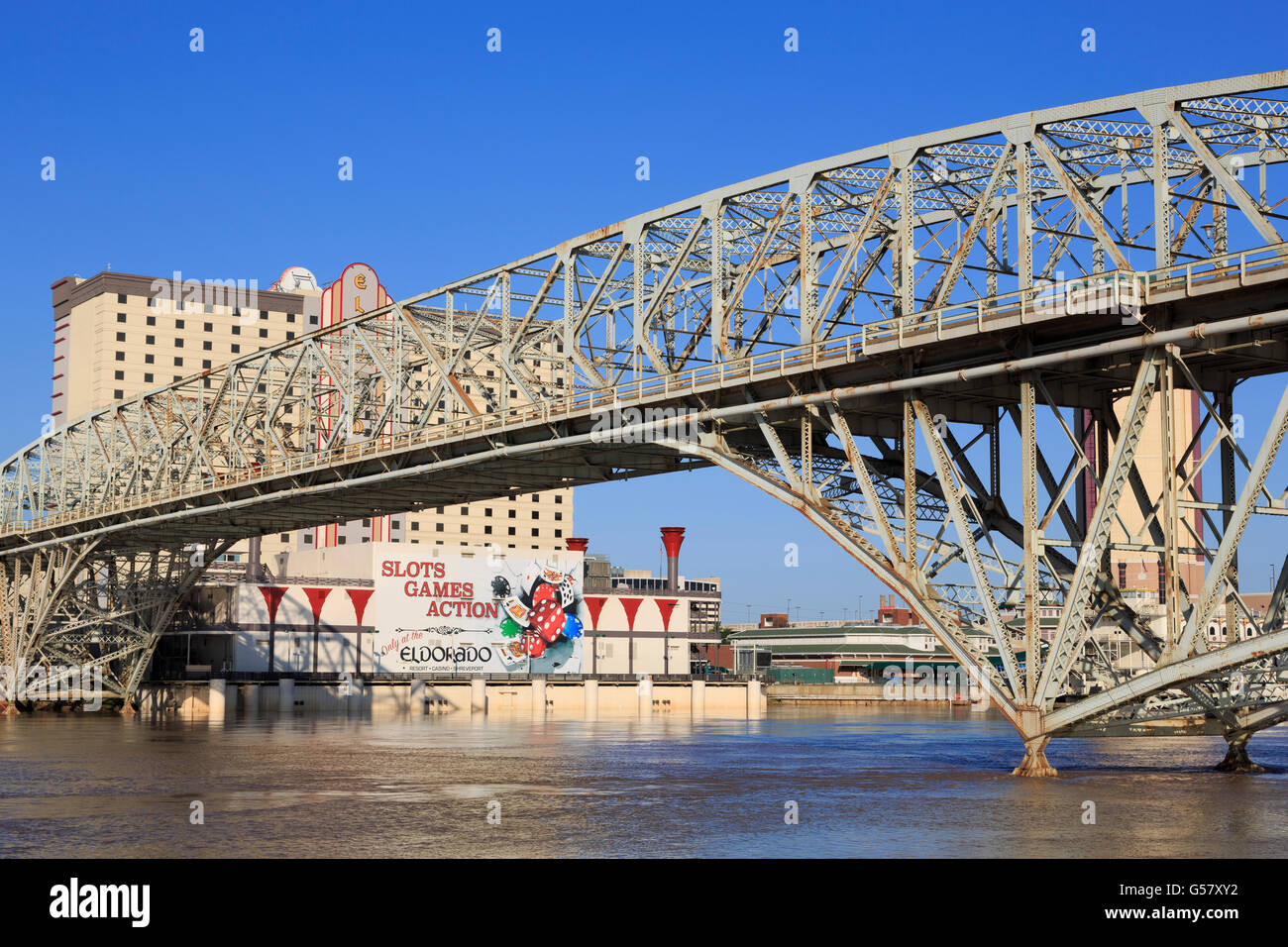 Eldorado Casino & Texas Street Bridge, Shreveport, Louisiana, USA Stock Photo