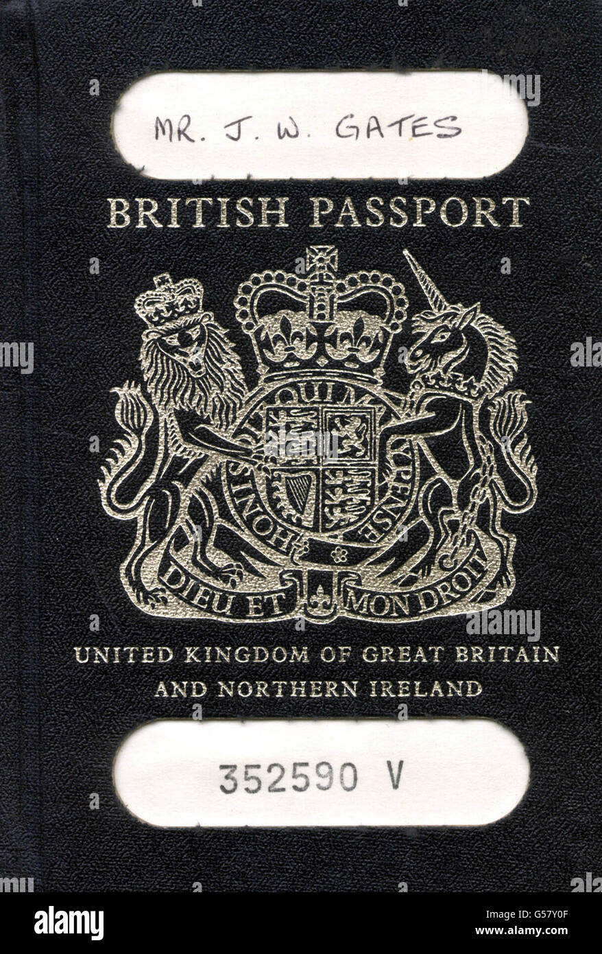 The front cover of the Press Association's travel writer Jeremy Gates' passport. Stock Photo