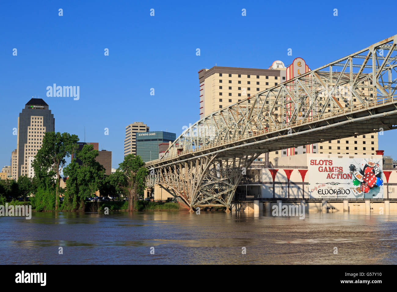 Eldorado Casino & Texas Street Bridge, Shreveport, Louisiana, USA Stock Photo
