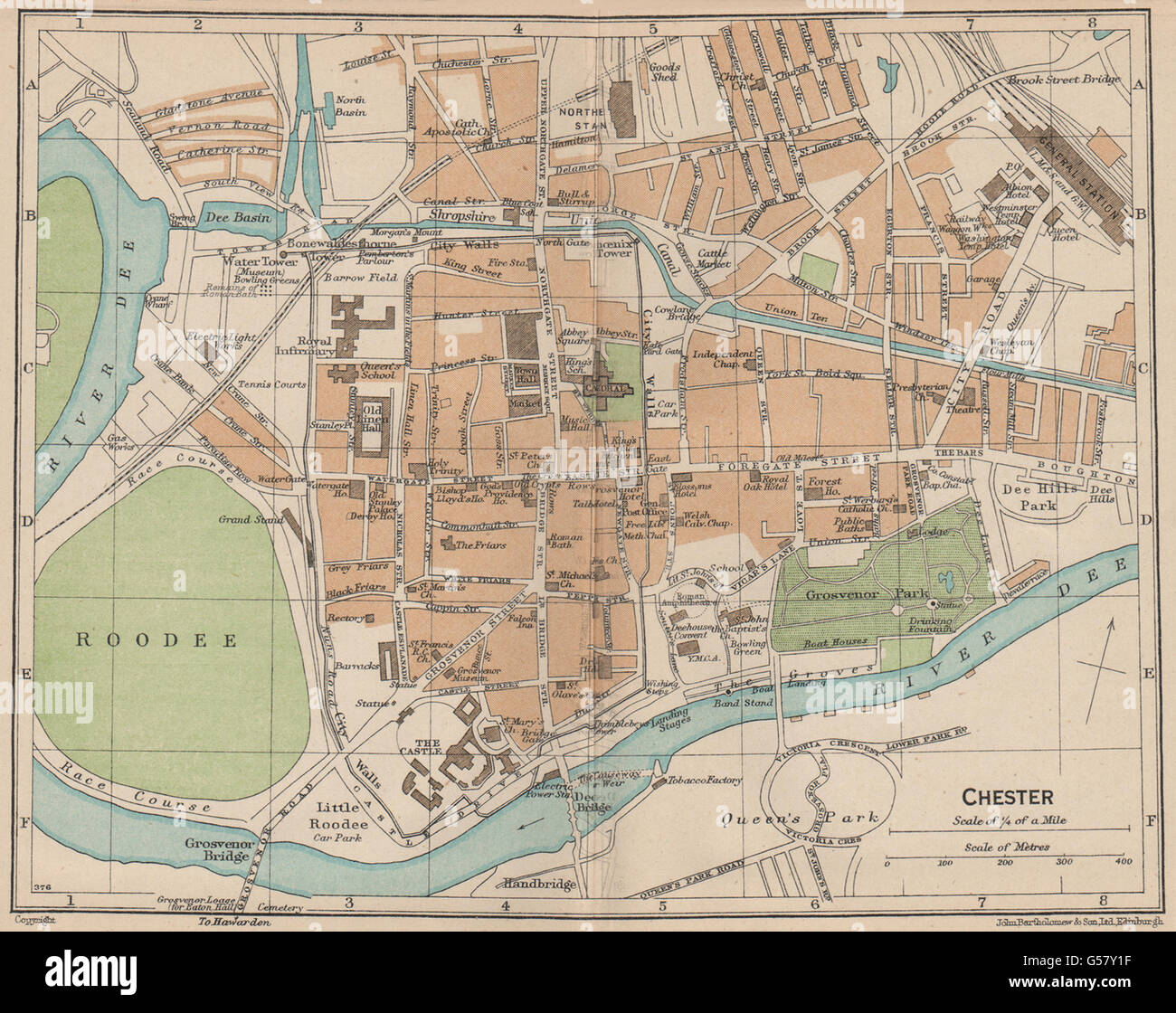 Map Of Chester City Centre Chester. Vintage Town City Map Plan. Cheshire, 1936 Stock Photo - Alamy