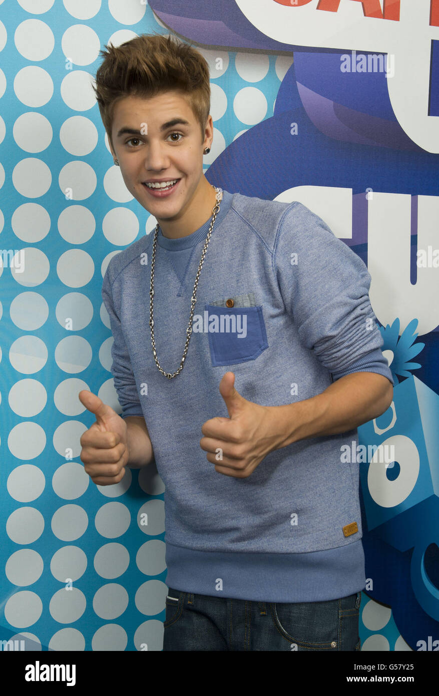Justin Bieber backstage at Capital FM's Summertime Ball at Wembley Stadium, London. PRESS ASSOCIATION Photo. Picture date: Saturday June 9, 2012. Photo credit should read: PA Wire Stock Photo