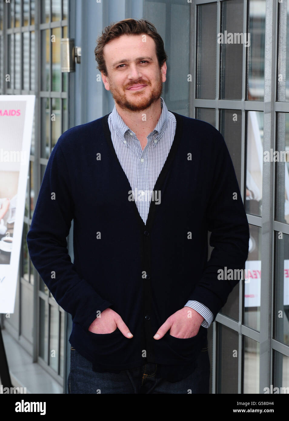 Jason Segel attends a photocall ahead of the release of his new film Five Year Engagement at the Soho Hotel in London. Stock Photo