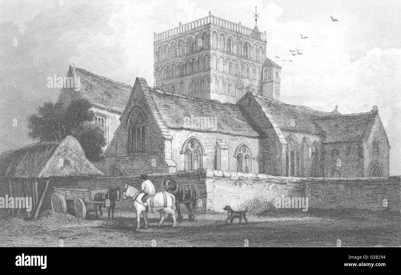 KENT: St. Clements Church. Sandwich. Allen, antique print 1833 Stock Photo