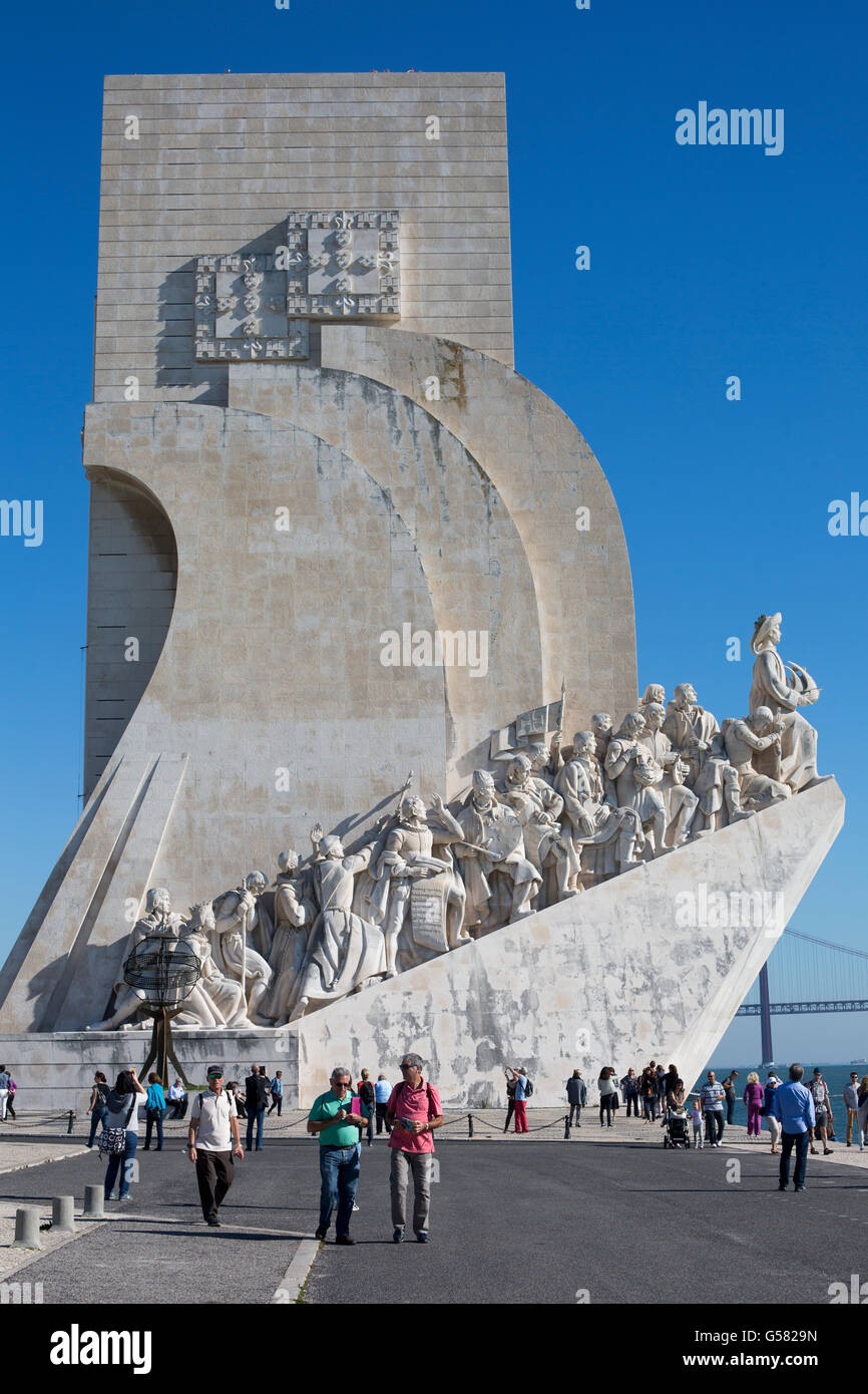 Belem, Lisbon, Portugal at the Monument to the Discoveries, Padrao dos Descobrimentos Stock Photo