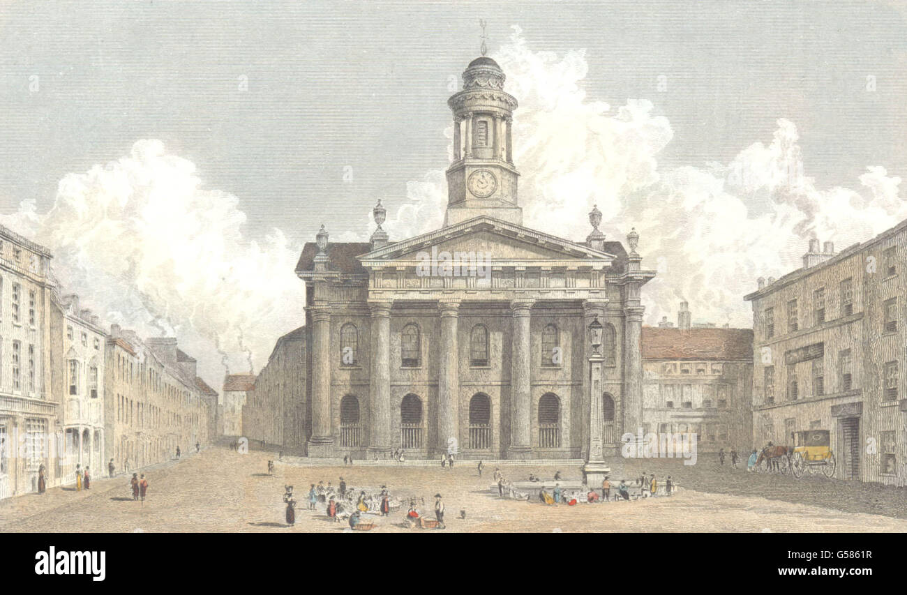 LANCASHIRE: Lancaster Sessions House and Market: Hand coloured (Westall), 1830 Stock Photo