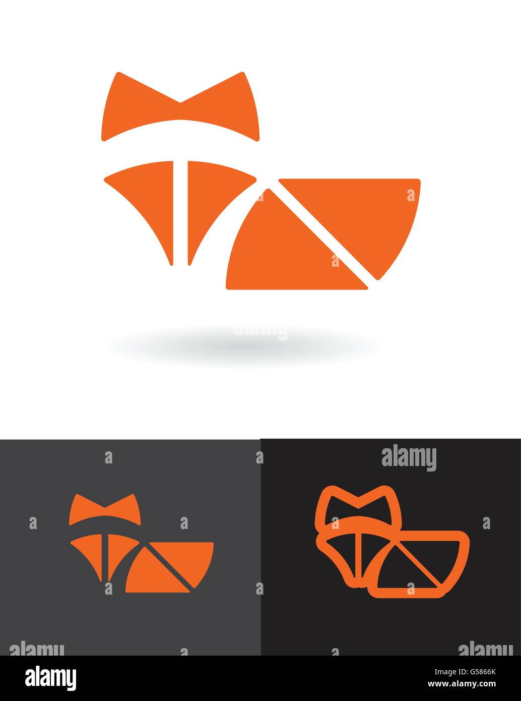 Orange Fox symbol simple flat logo vector design Stock Vector