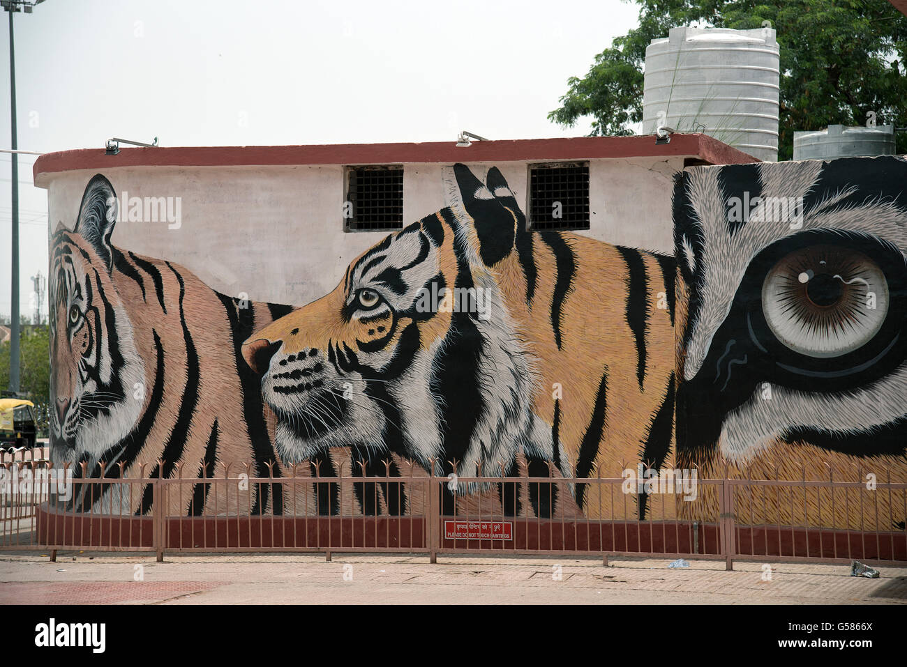 The image of Painting was taken at Sawai Madhopur Railway station, India Stock Photo