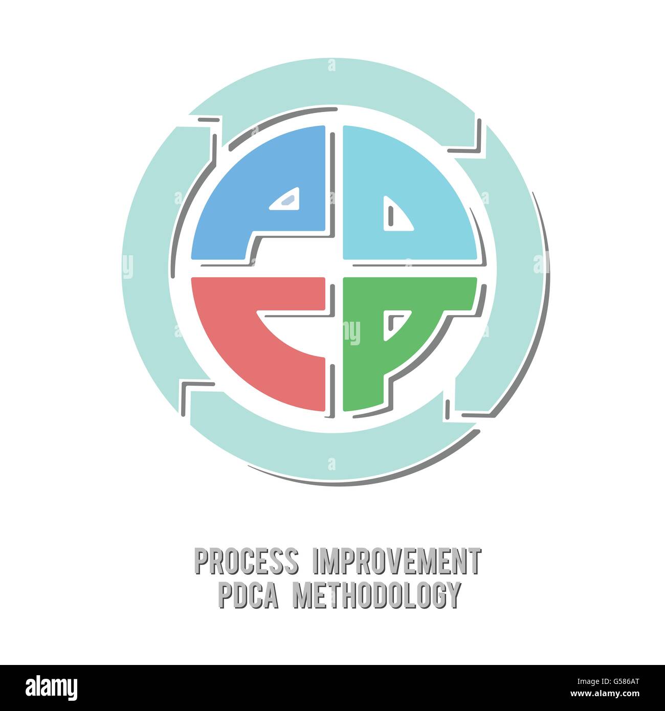 process improvement tool pdca cycle methodology vector design isolated on white Stock Vector