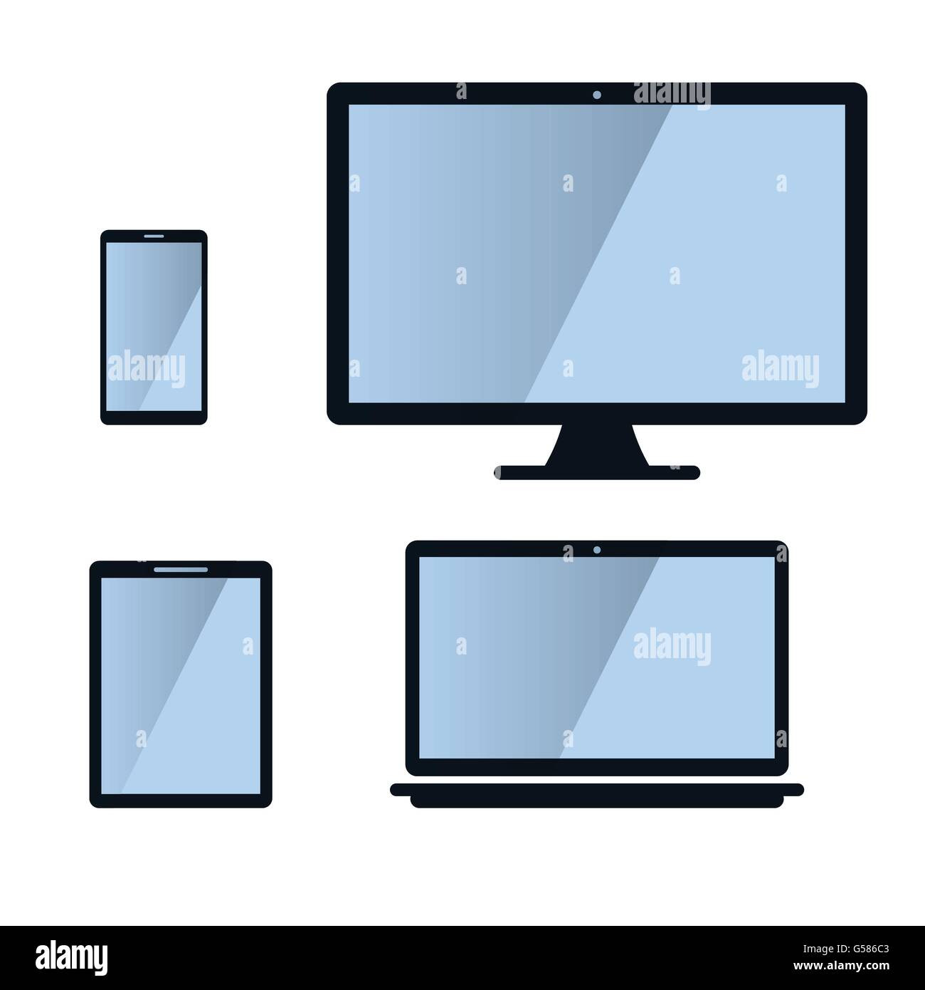 phone monitor tablet laptop icon set isolated on white vector illustration Stock Vector