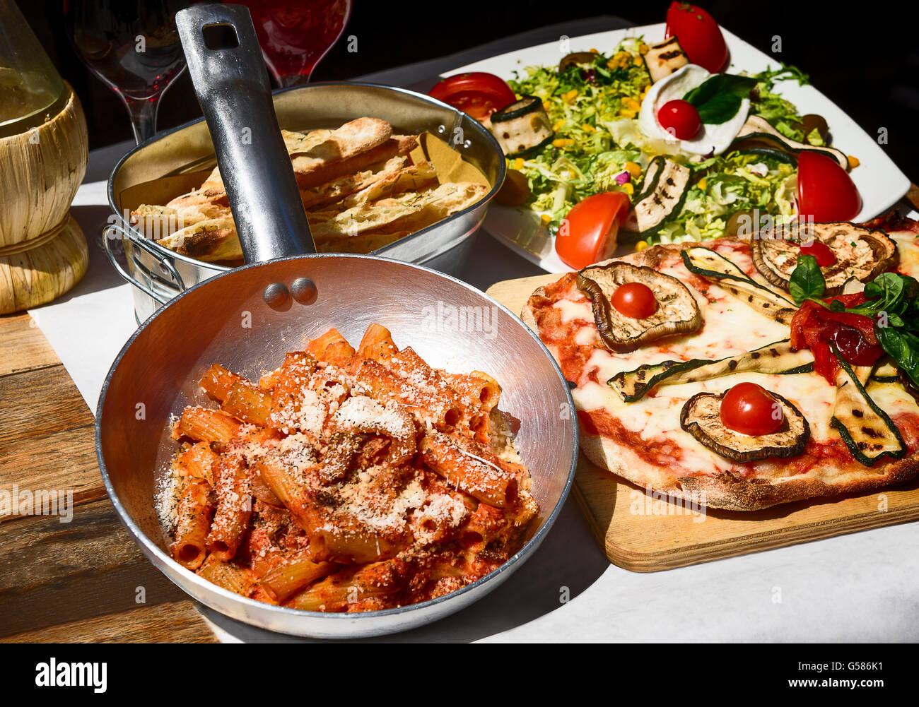 Pasta restaurant in Rome city Italy south Europe. Egg noodles, homemade