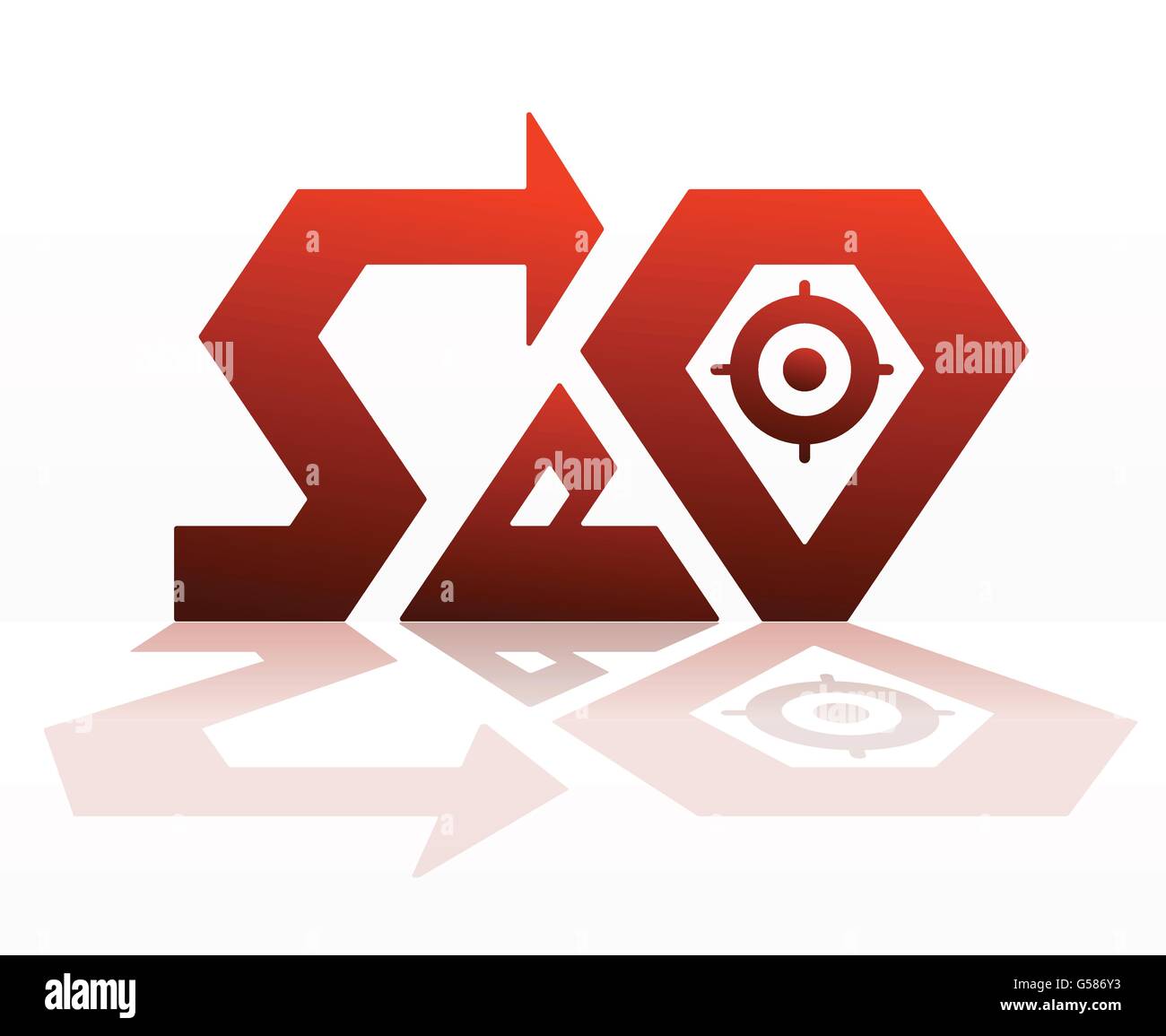 stylized word seo with arrow reach target website optimisation vector illustration Stock Vector