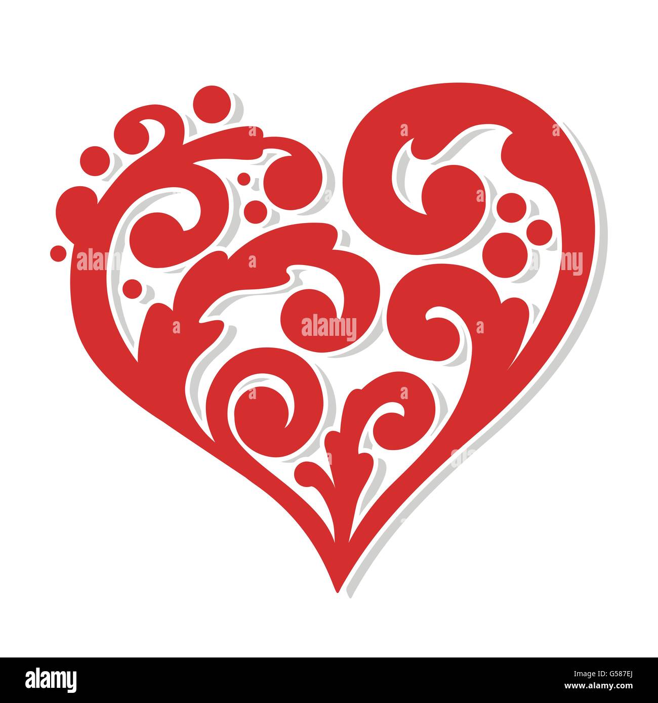 swirly red heart symbol love romantic concept vector design Stock Vector