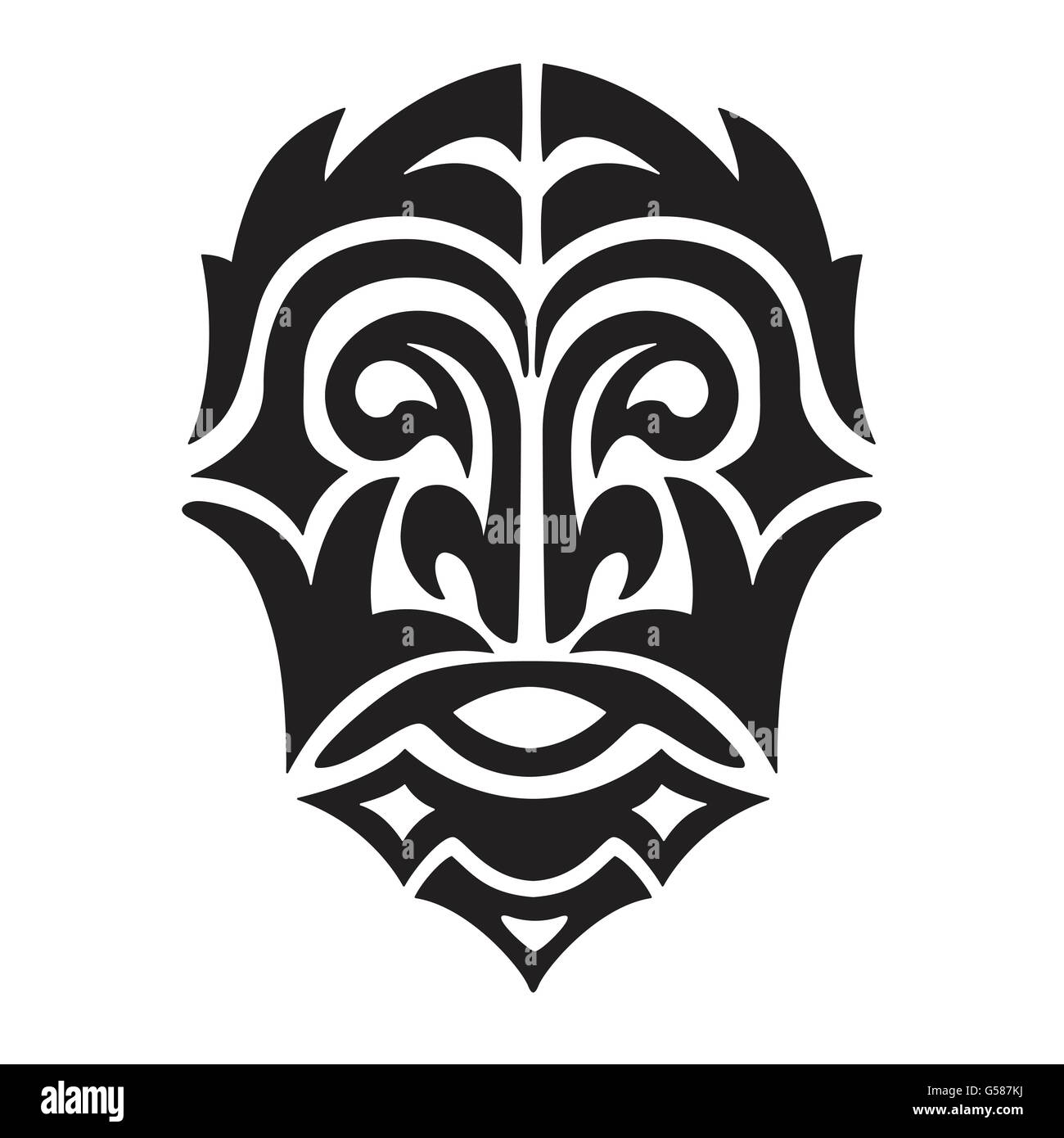 Warrior Mask Tribal Tattoo Stencil