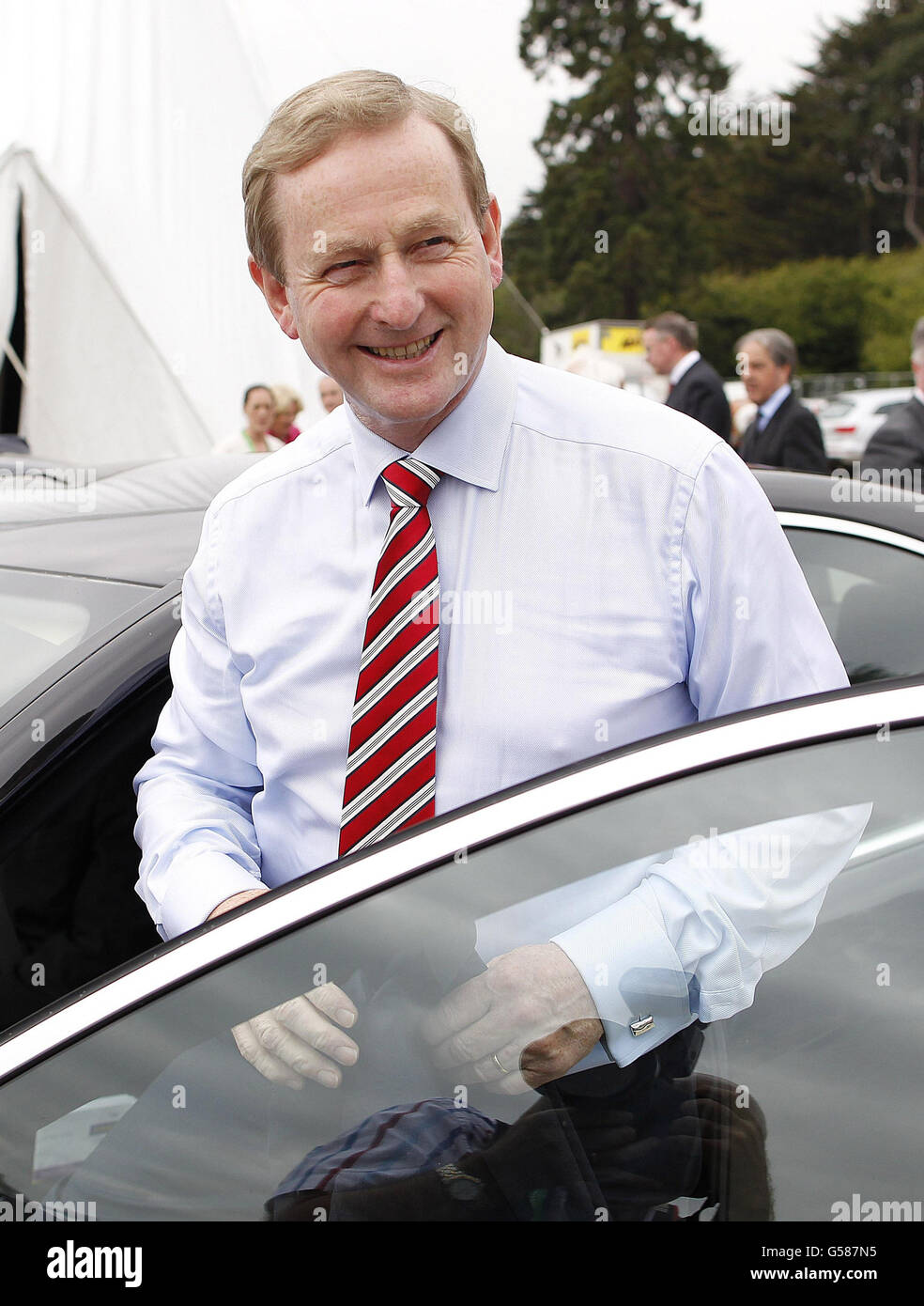Taoiseach Enda Kenny at the Bord Bia Bloom festival in the Phoenix Park, Dublin as the counting in the Fiscal Stability Referendum continues. Stock Photo