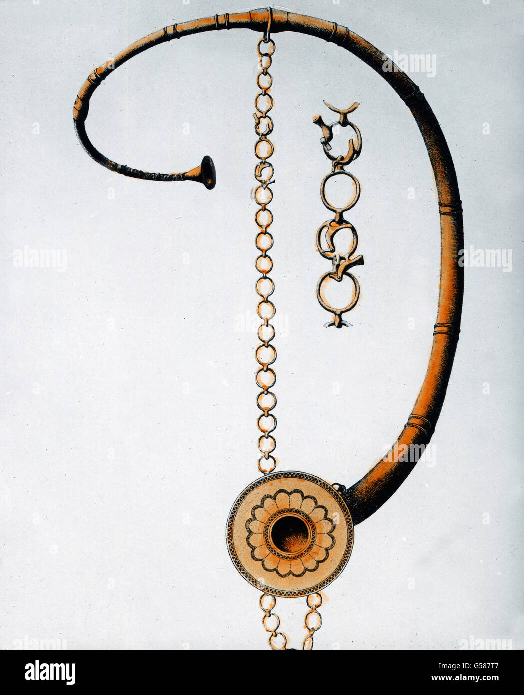 Eine altgermanische Lure, ein Blasinstrument aus Bronze. Europe