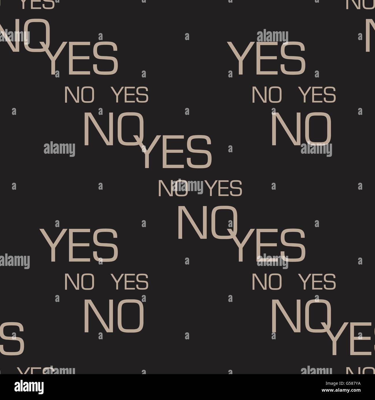 words yes and no choice concept seamless pattern dark color background vector design Stock Vector
