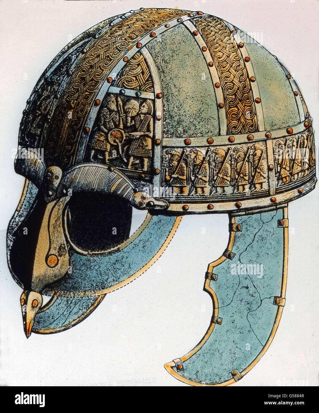 Wikingerhelm, gefunden in der Ortschaft Wendel. Europe, Germany, the Germanic peoples, tribes, 1910s, 1920s, 20th century, archive, Carl Simon, history, historical, Viking, armor, armour, armoured, armored protection, helmet Stock Photo
