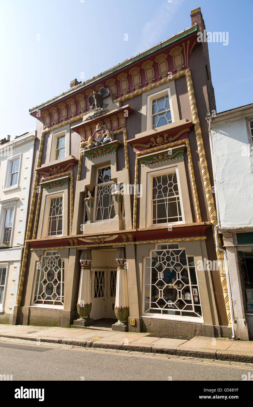 The Egyptian House built 1835, Chapel Street, Penzance, Cornwall, England, UK Stock Photo
