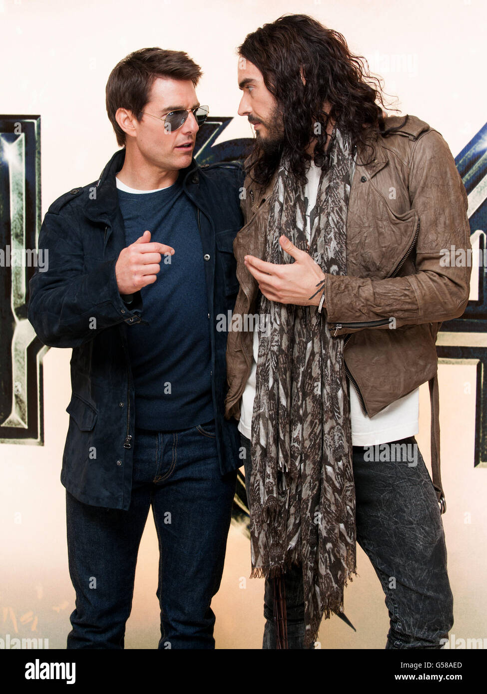 Tom Cruise (left) and Russell Brand at the European premiere of 'Rock of  Ages', at the Odeon, in Leicester Square, central London Stock Photo - Alamy