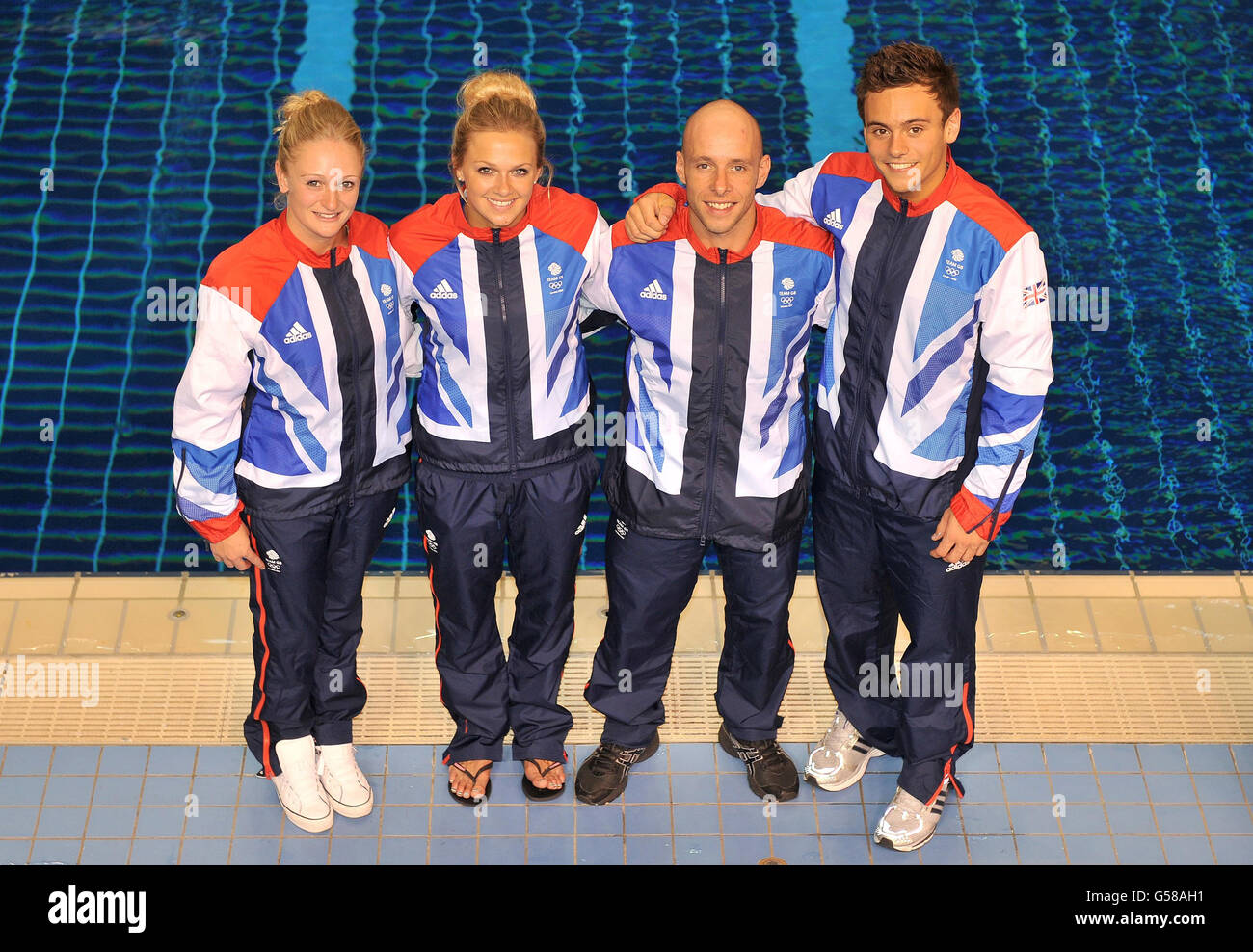 Gb olympic diving team members left to right sarah barrow hires stock