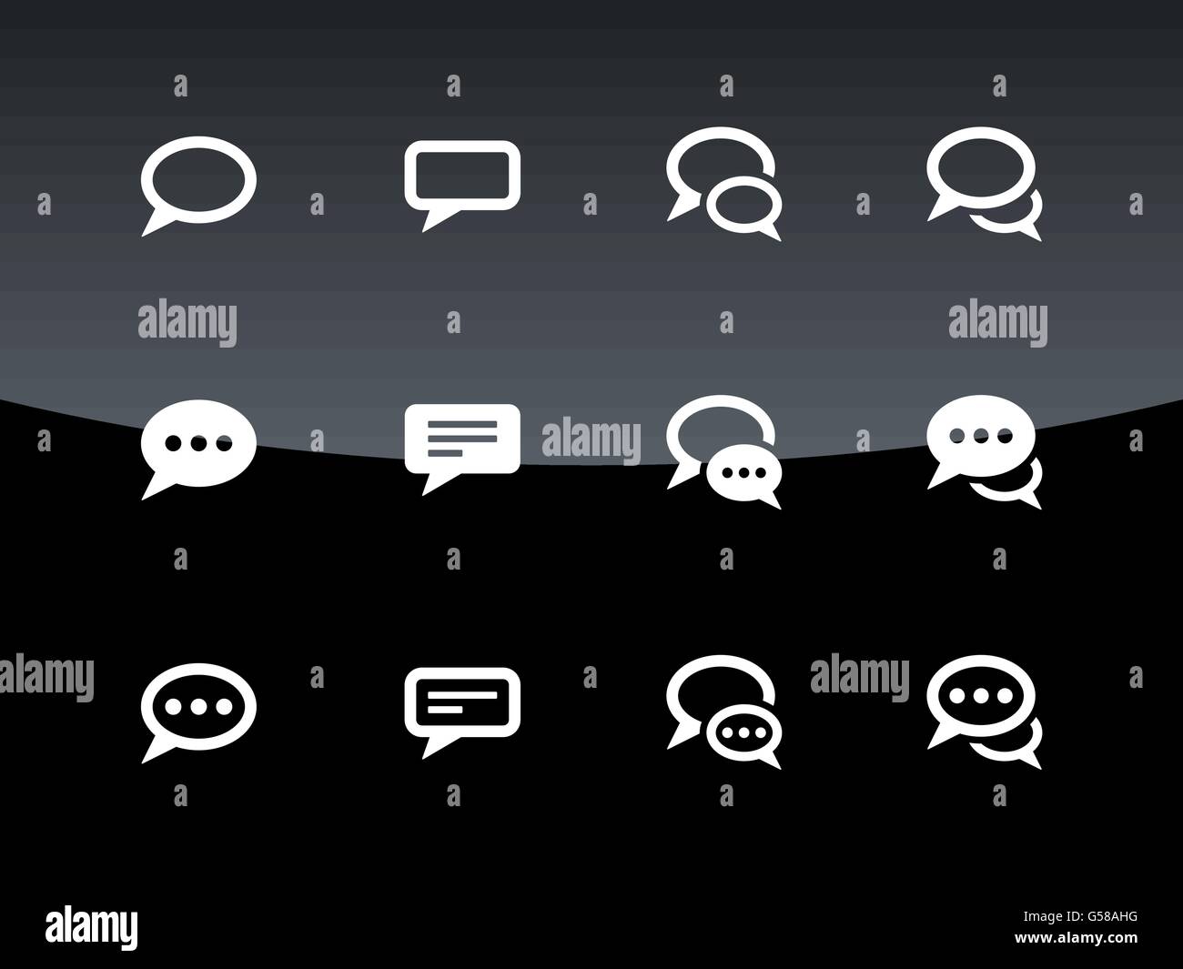 Speech bubble icons on black background Stock Vector Image & Art - Alamy