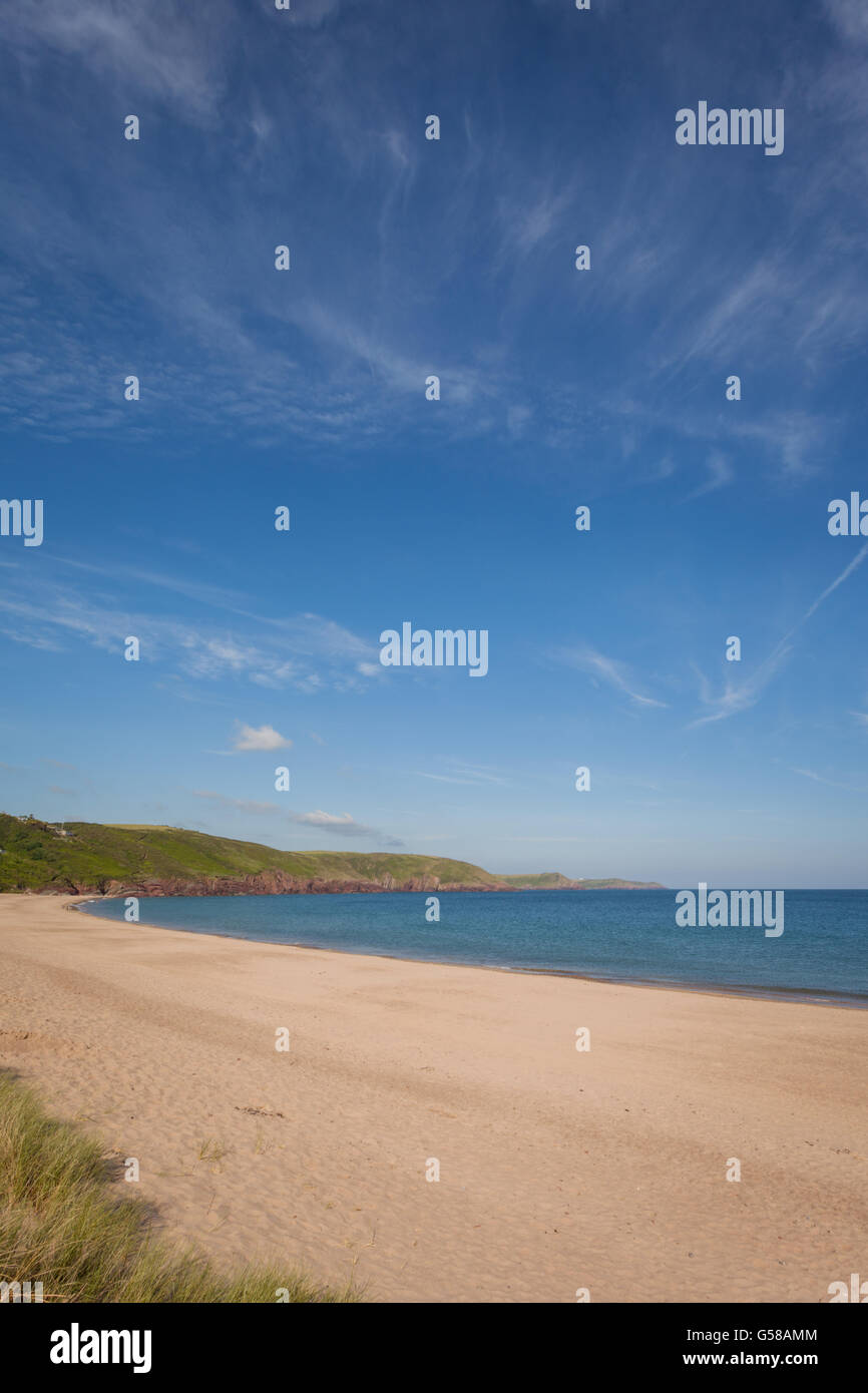 Freshwater beach in summer, Freshwater West, south Pembrokeshire Wales UK Stock Photo