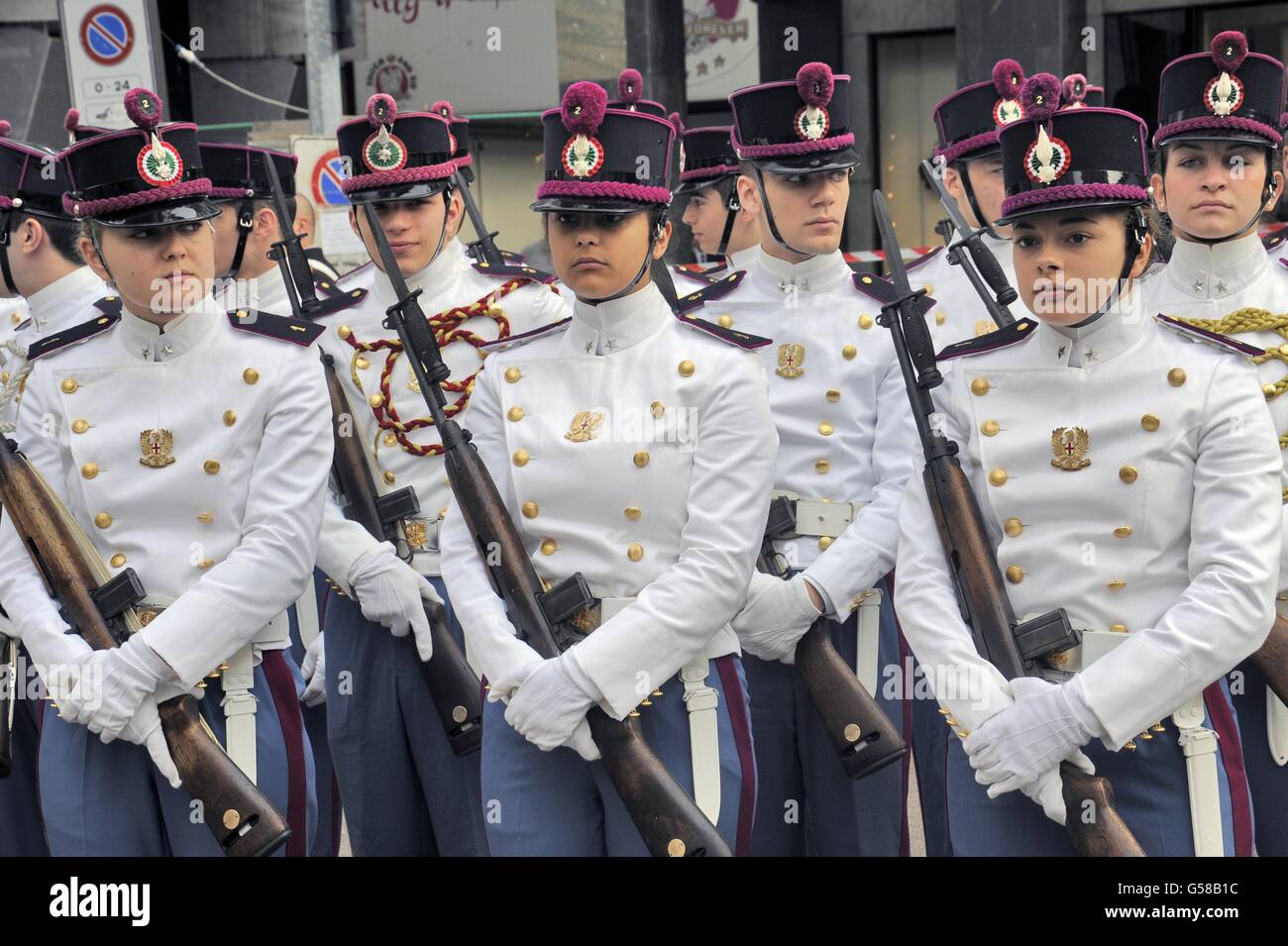 Carabinieri National Association gathering to celebrate 202 anniversary  of foundation; students of military school Teulié Stock Photo